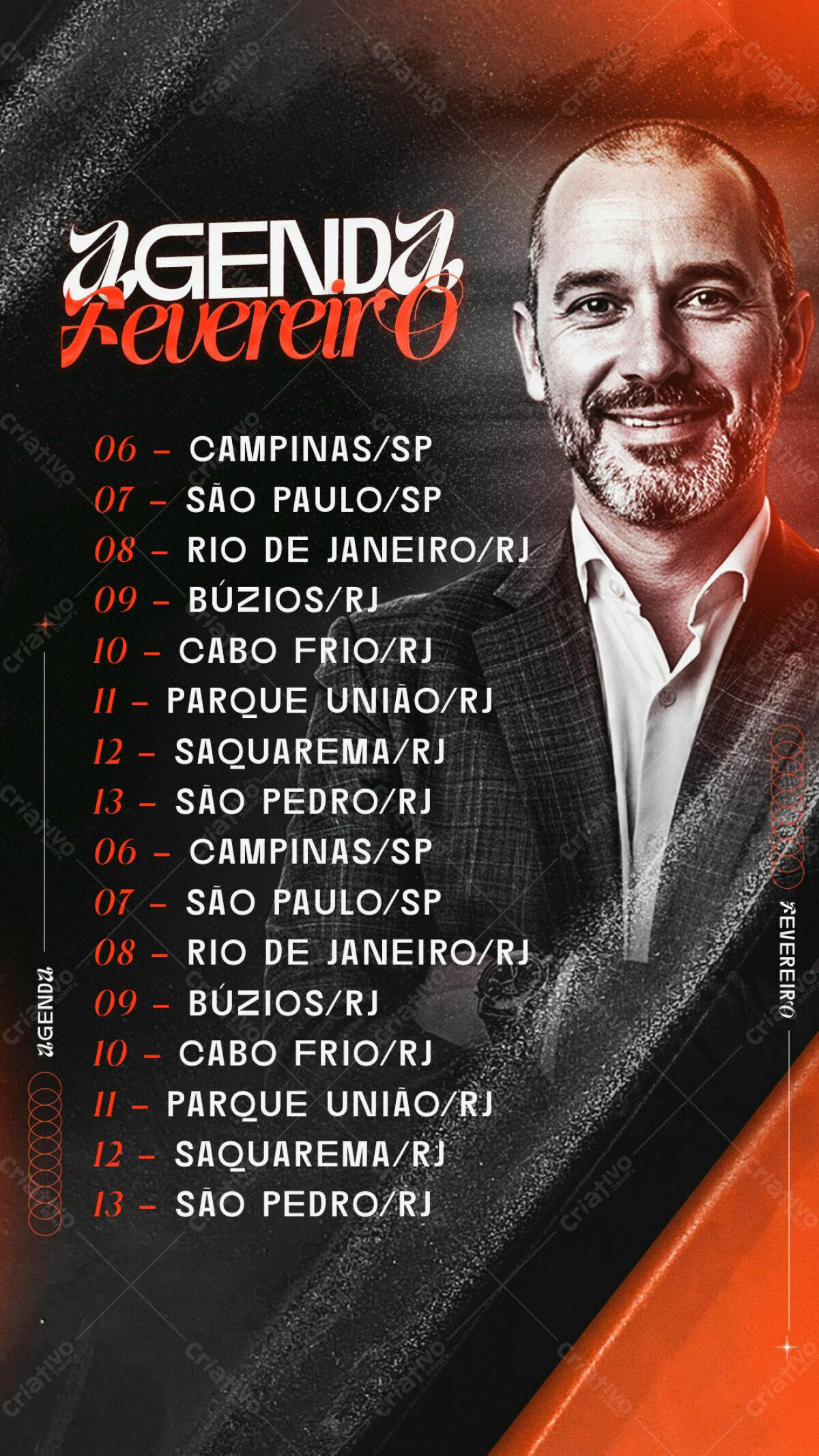 Flyer Agenda Fevereiro PSD Editável