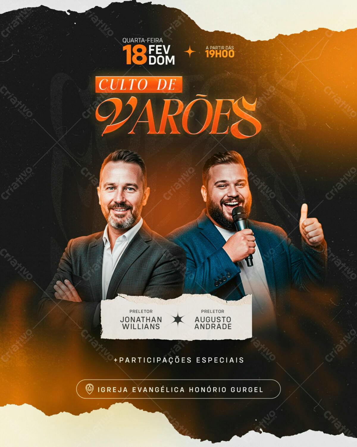Flyer para Culto de Varões PSD Editável