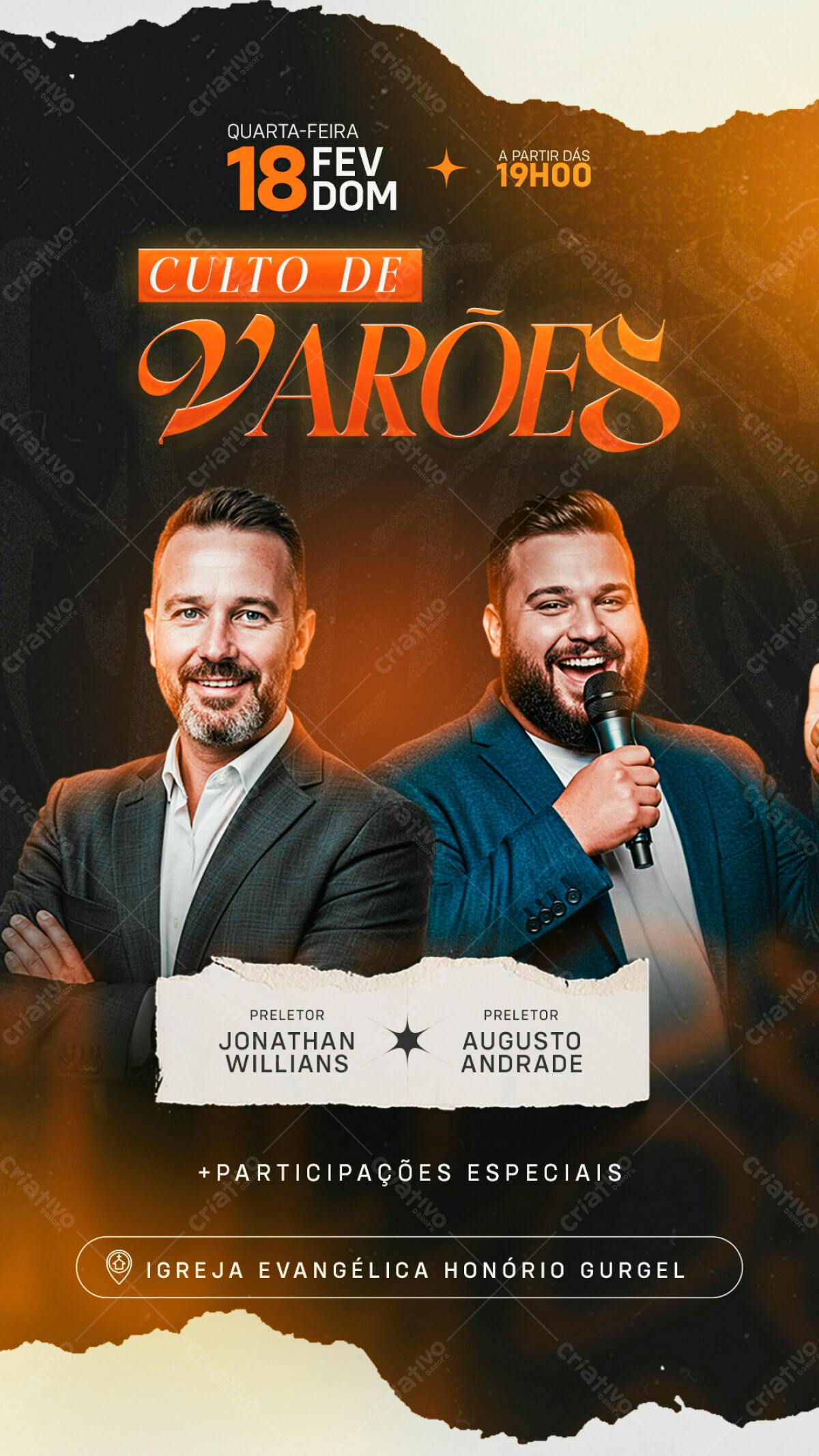 Flyer para Culto de Varões PSD Editável