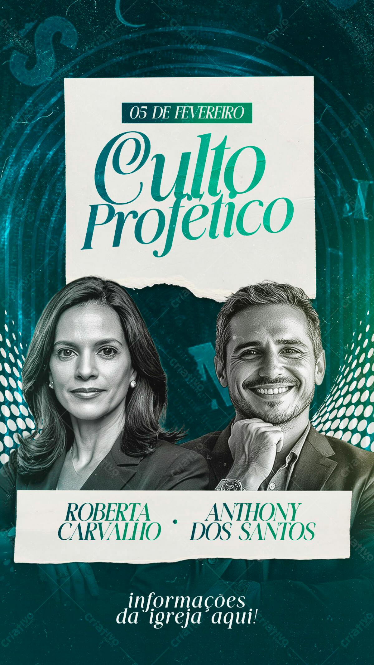 Flyer para Culto Profético 05 de Fevereiro PSD Editável