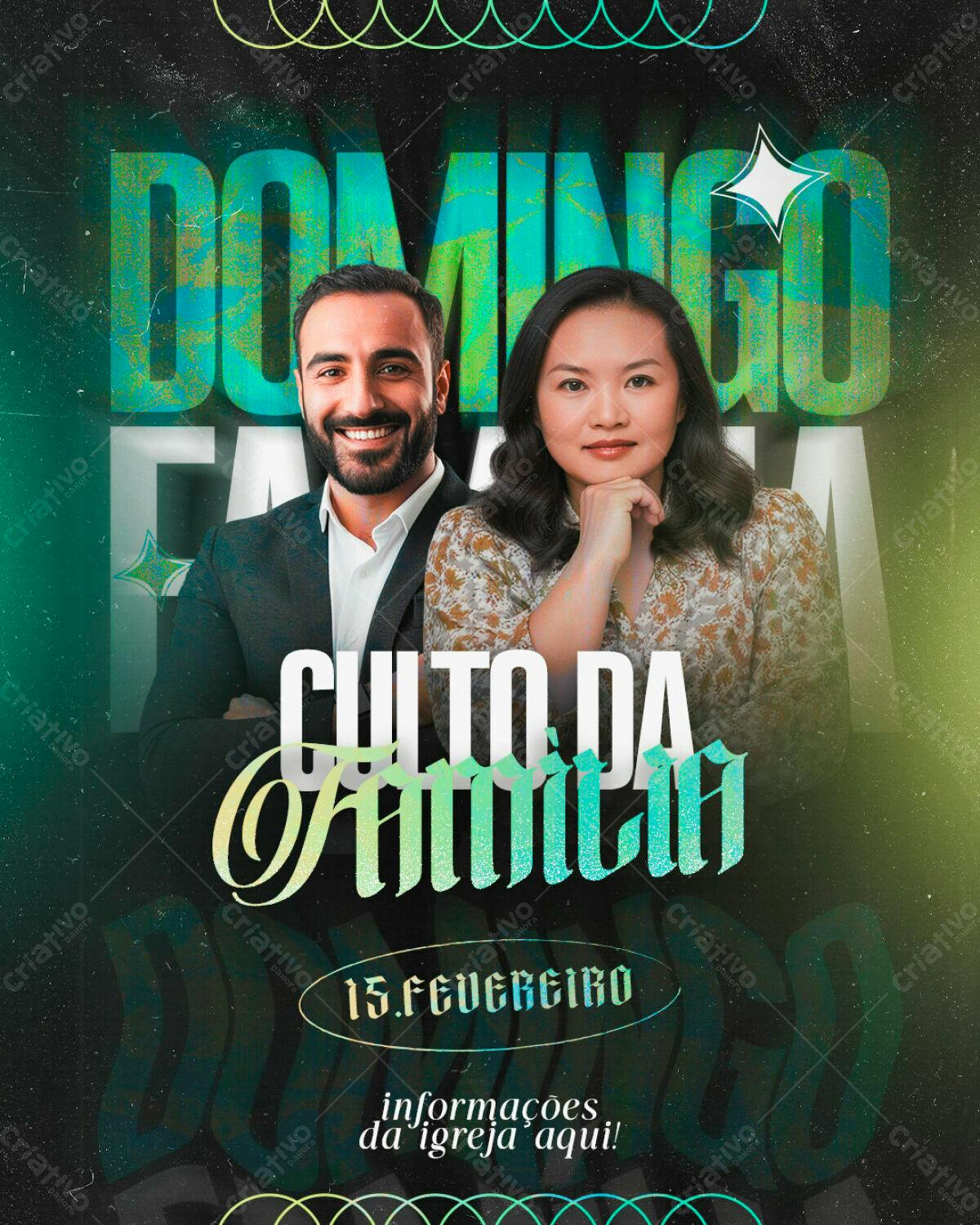 Flyer para Culto da Família PSD Editável