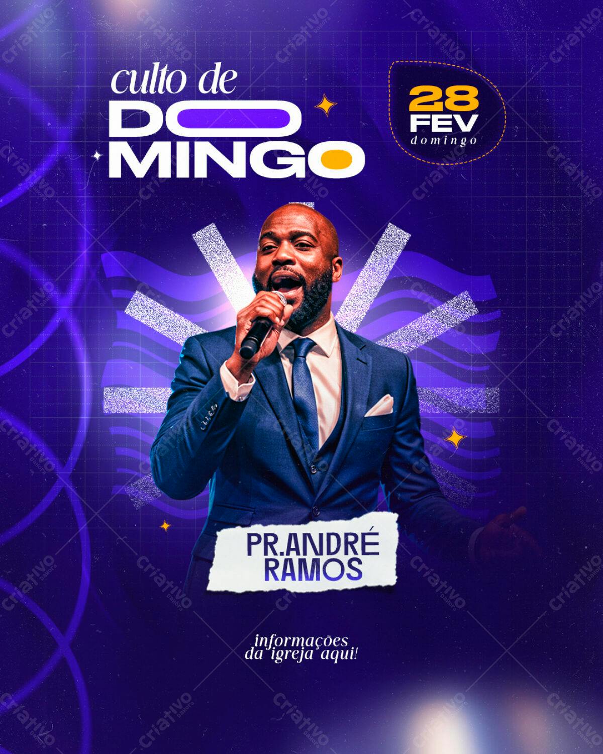 Flyer para Culto de Domingo PSD Editável