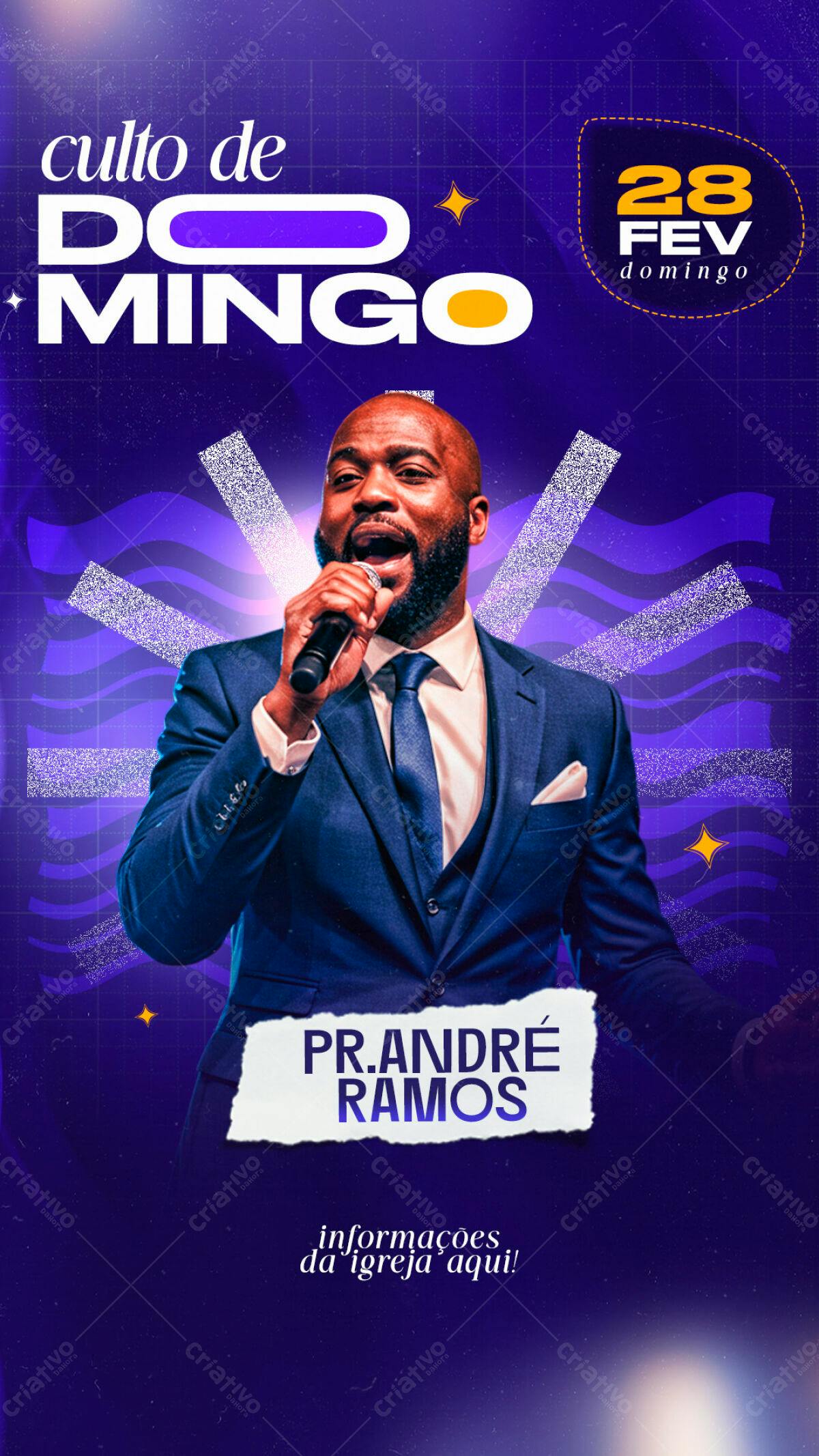Flyer para Culto de Domingo PSD Editável
