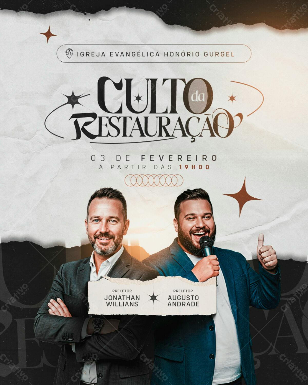 Flyer para Culto da Restauração PSD Editável