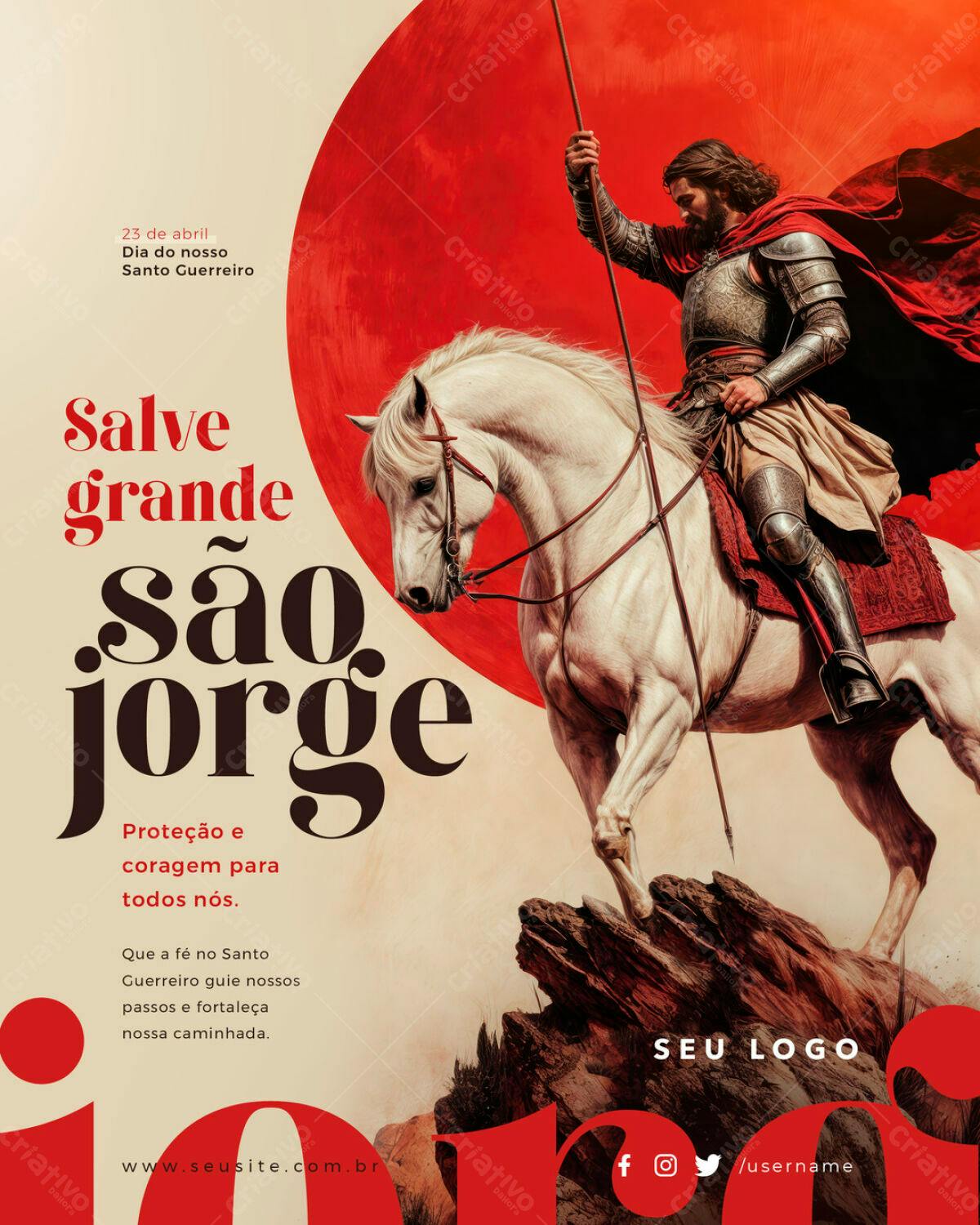 Flyer Dia de São Jorge 23 de Abril PSD Editável