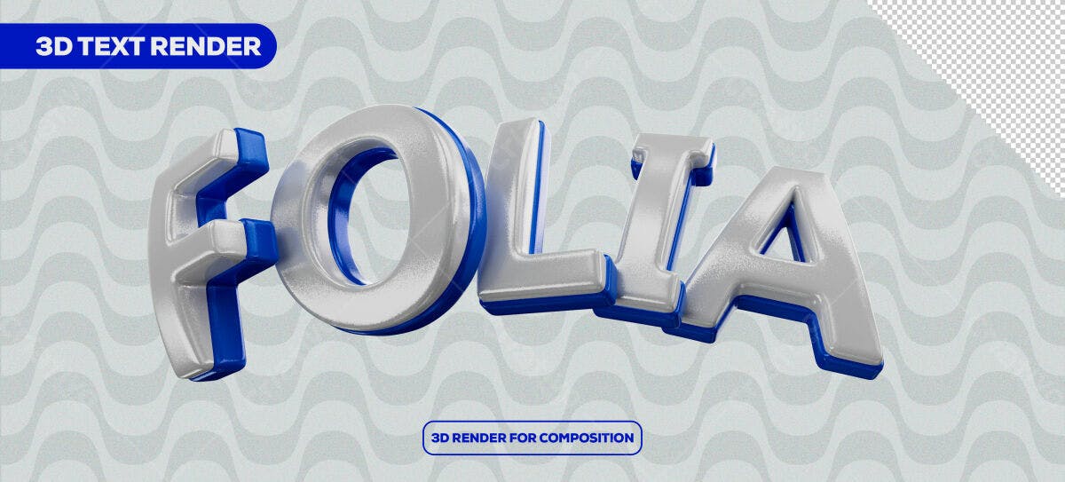 Render 3D Texto Folia PSD Editável