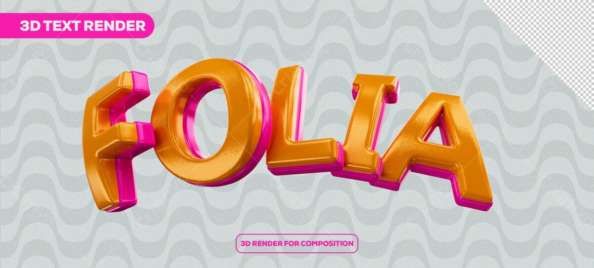 Render 3D de Texto para Festa PSD Editável