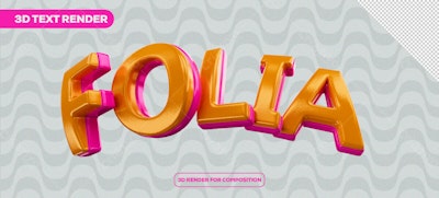Render 3D de Texto para Festa PSD Editável