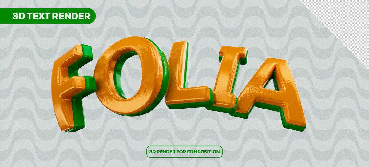 Render 3D Texto Folia PSD Editável