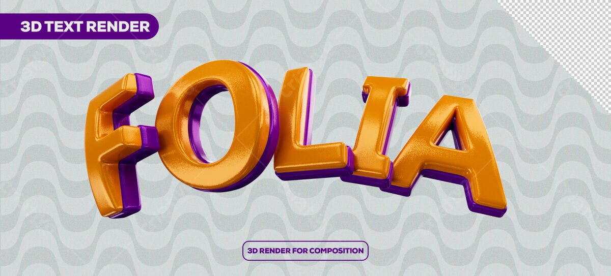 Render 3D Texto Folia PSD Editável