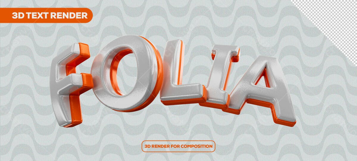 Render 3D Texto Folia PSD Editável