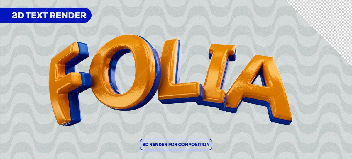 Render 3D Texto Folha PSD Editável