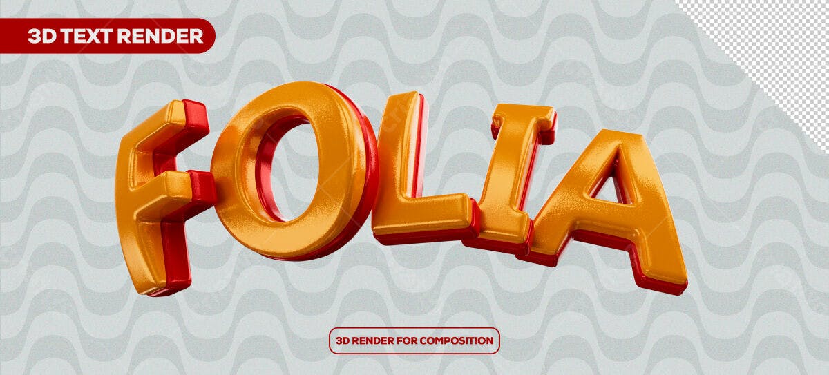 Render 3D Texto Folia PSD Editável