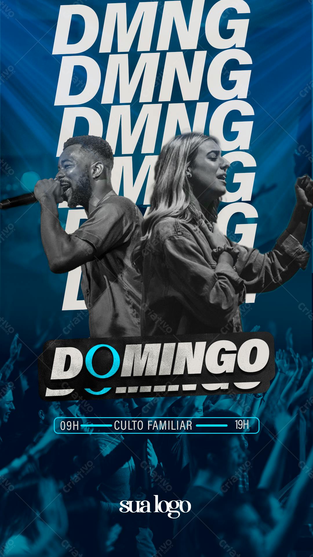 Flyer para Culto Familiar Dominical PSD Editável