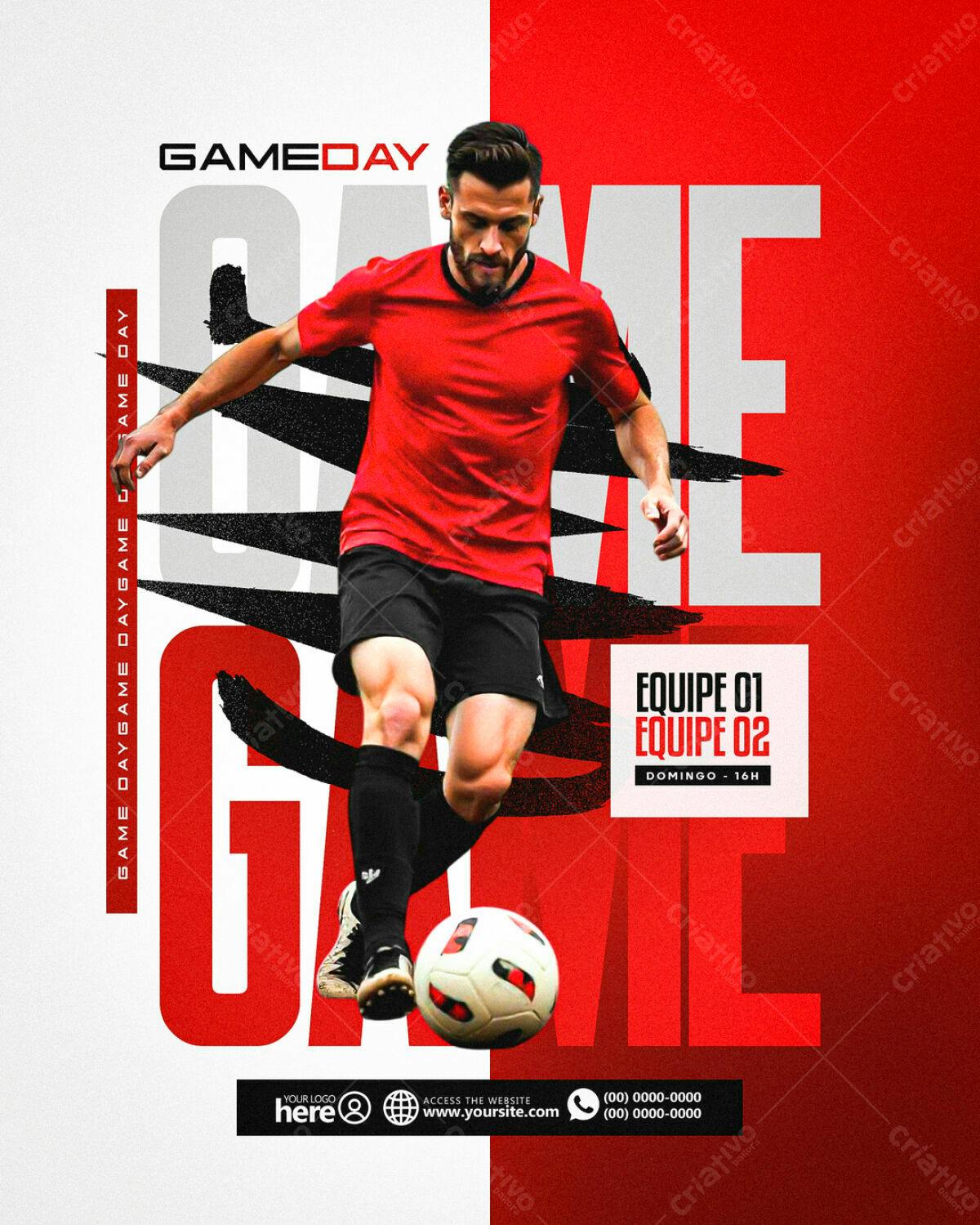 Flyer para Jogo de Futebol Domingo PSD Editável