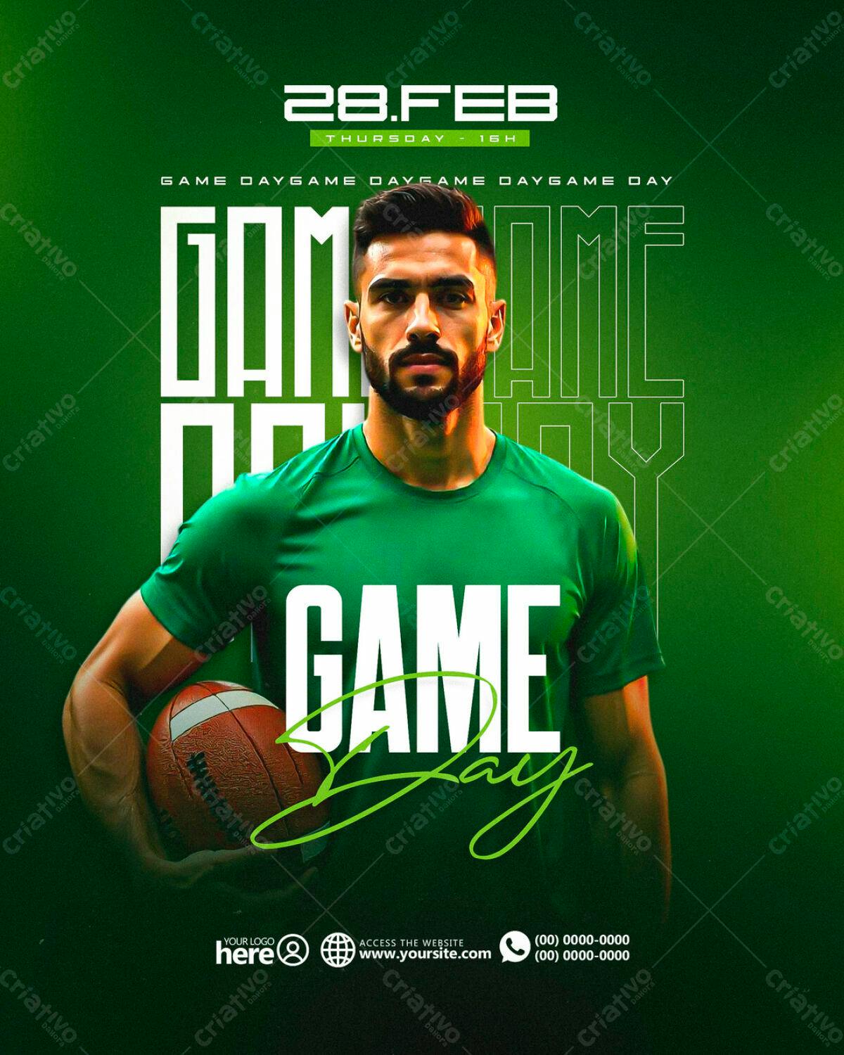 Flyer para Dia do Jogo PSD Editável