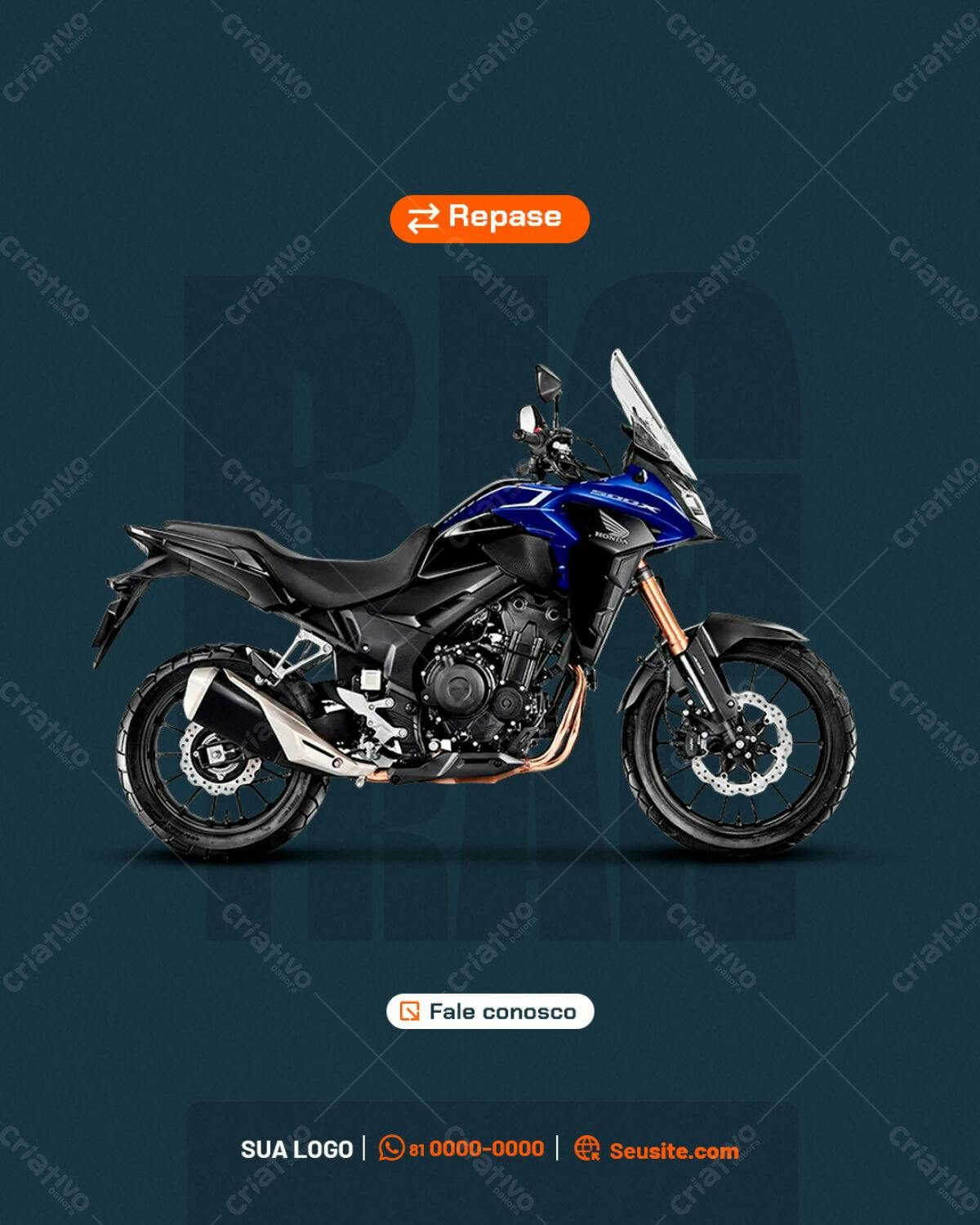 Flyer Moto Honda CB500X Azul PSD Editável