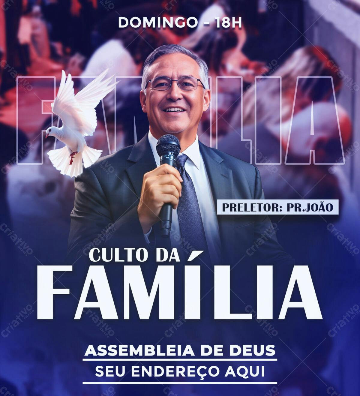 Flyer para Culto da Família PSD Editável