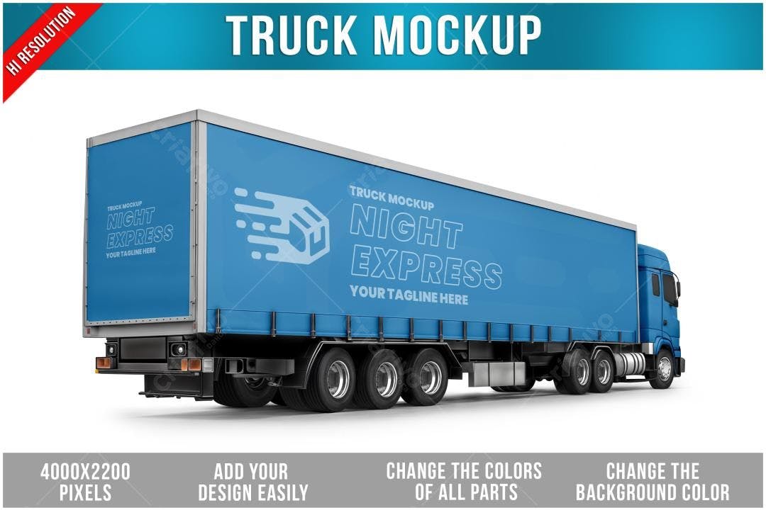 Mockup Realista de Caminhão de Carga Azul