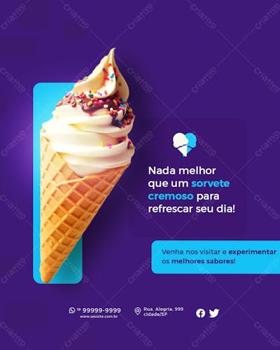 Sorvete Promoção Propaganda Roxo