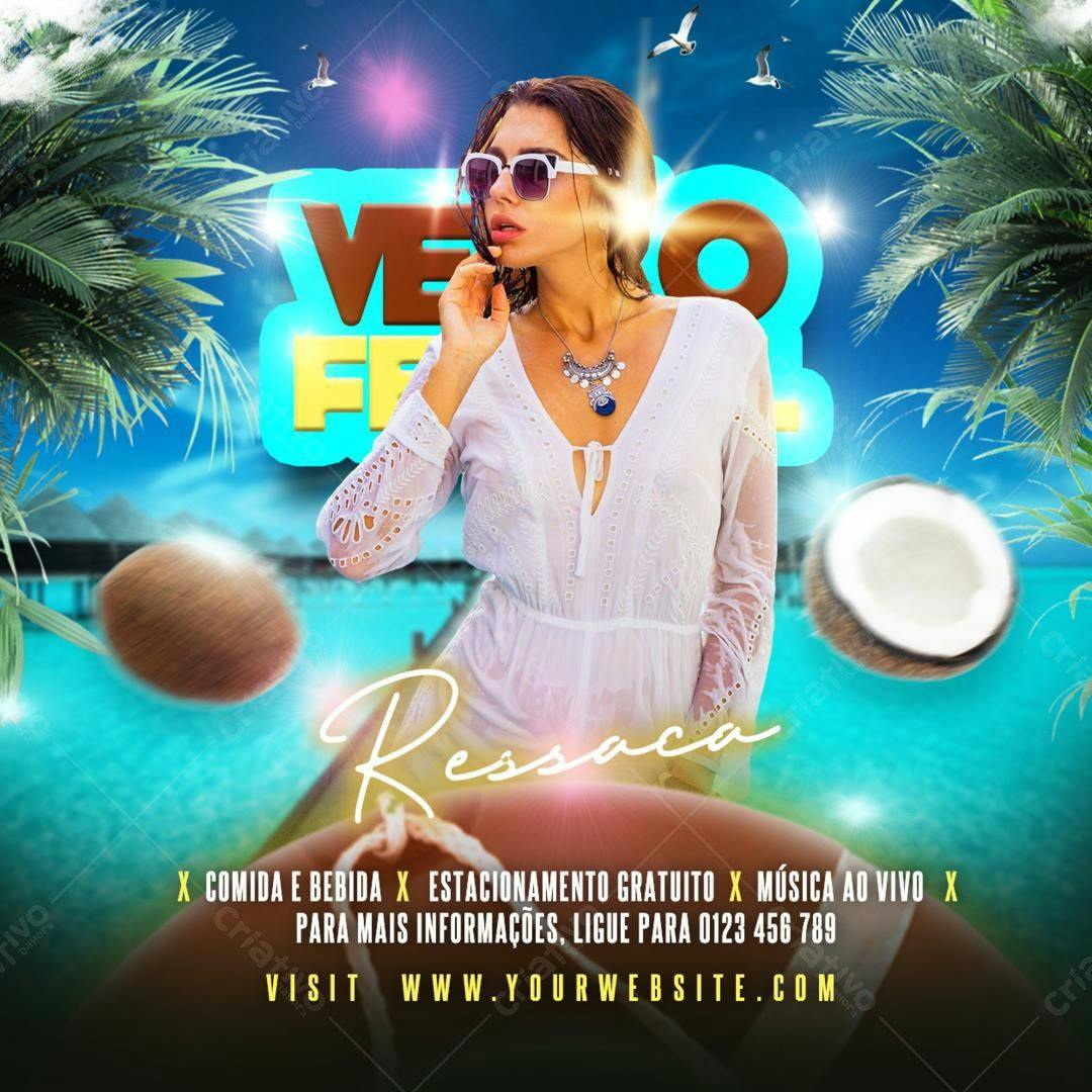 Flyer Verão Festa Ressaca PSD Editável