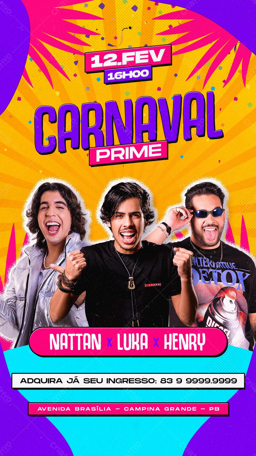 Flyer Carnaval Prime PSD Editável