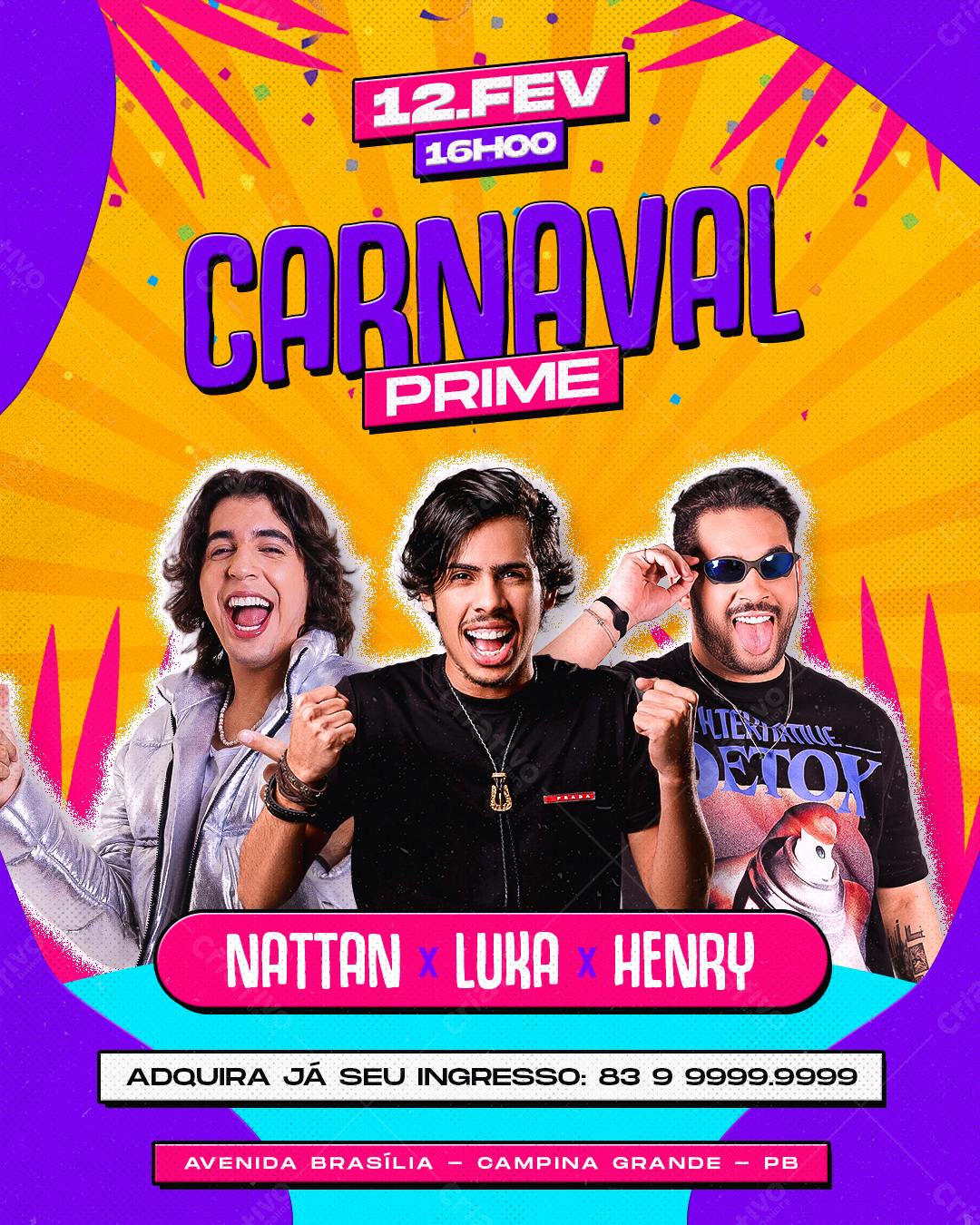 Flyer Carnaval Prime PSD Editável