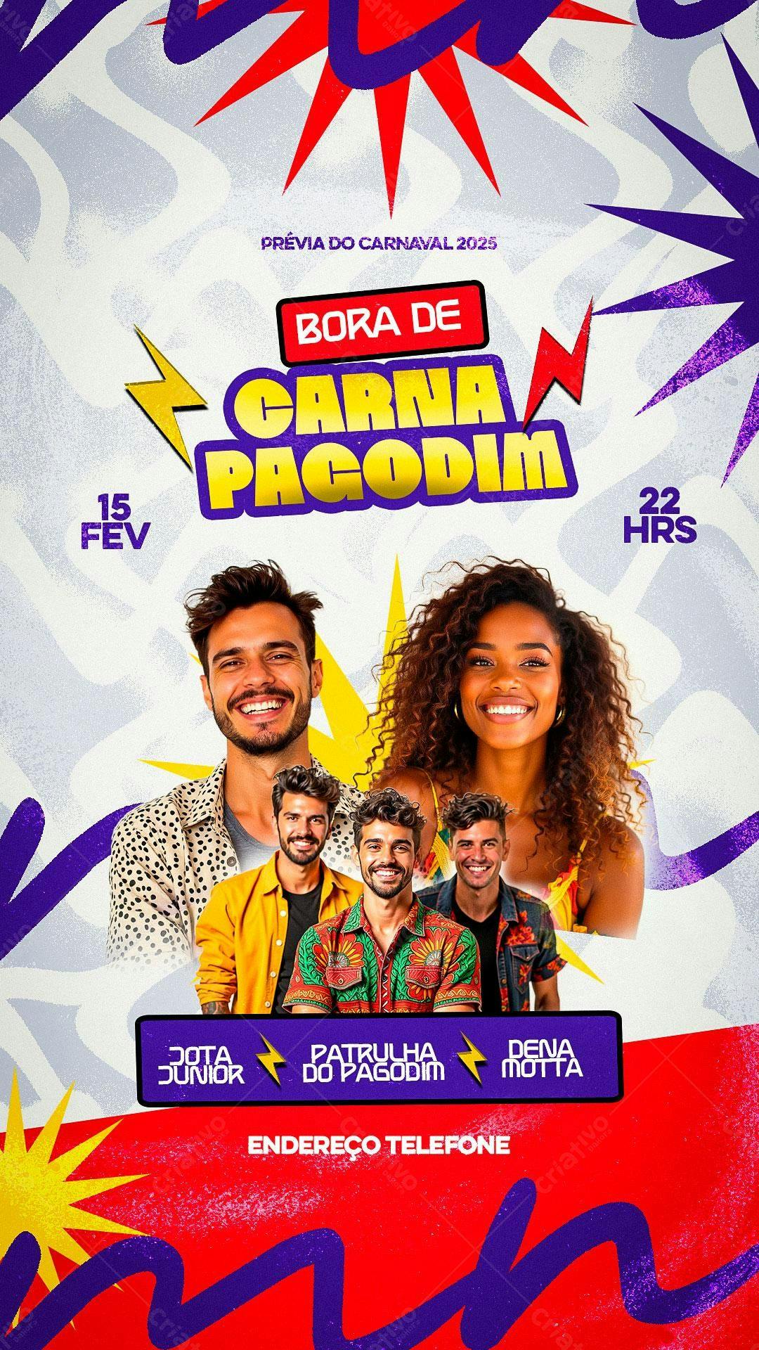 Flyer Prévia do Carnaval com Pagode PSD Editável