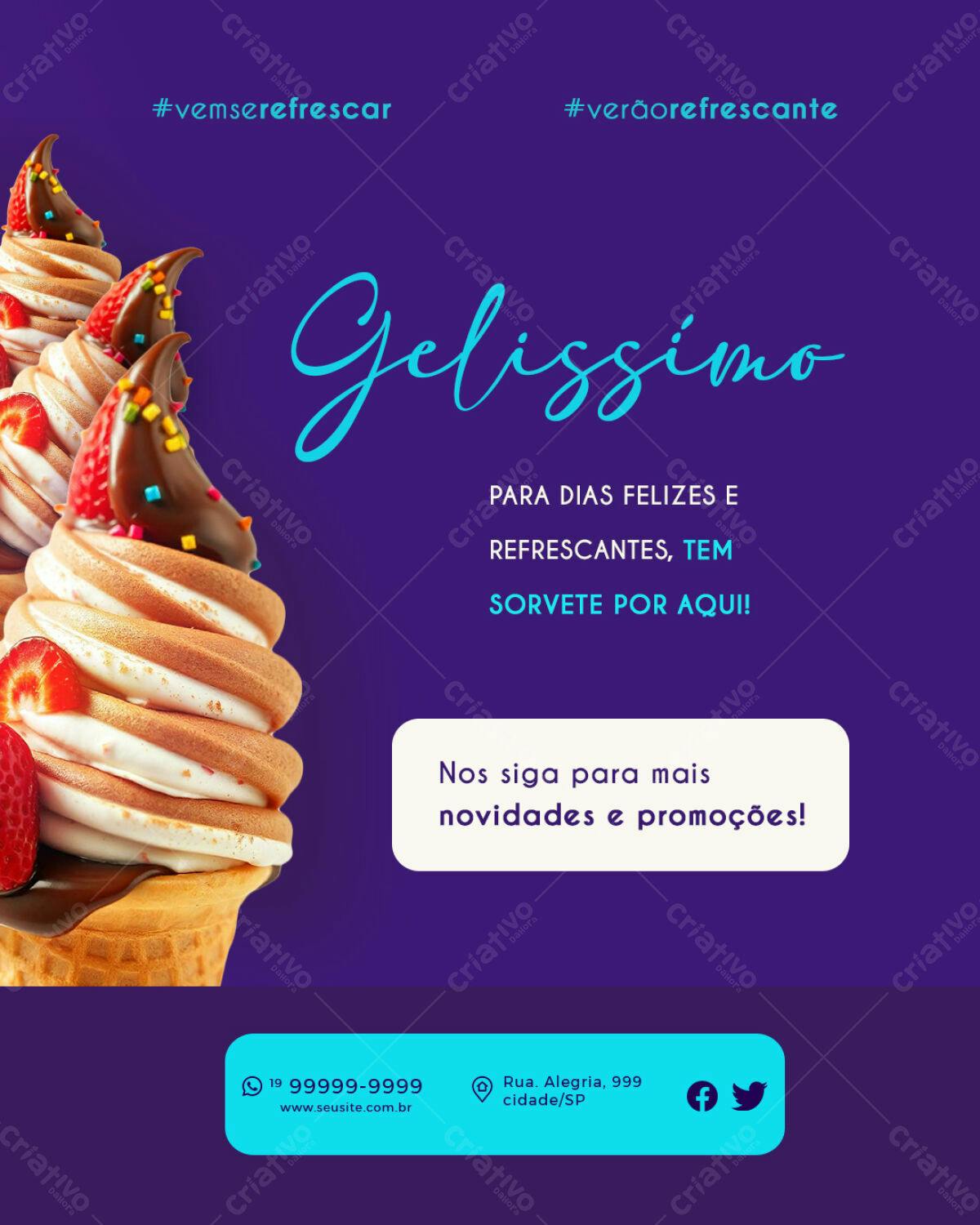 Post para Sorveteria PSD Editável