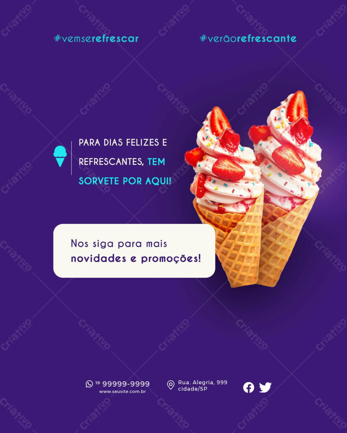 Post Sorvete Verão PSD Editável