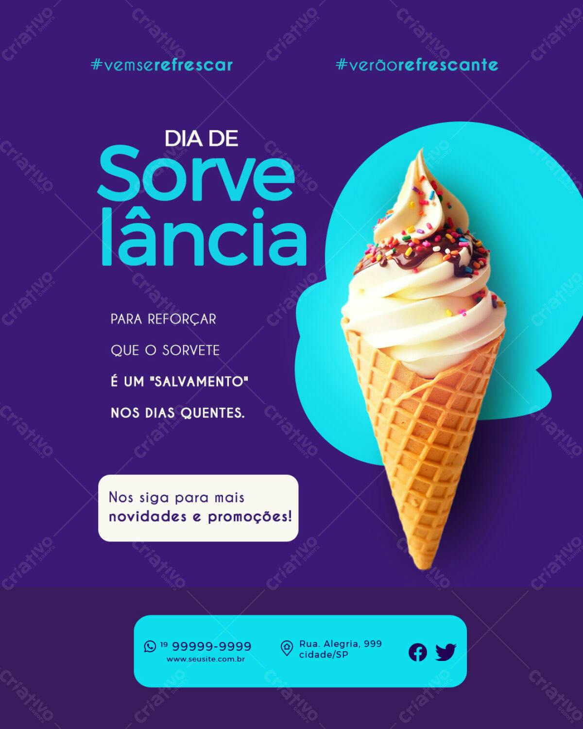 Flyer Dia do Sorvete PSD Editável
