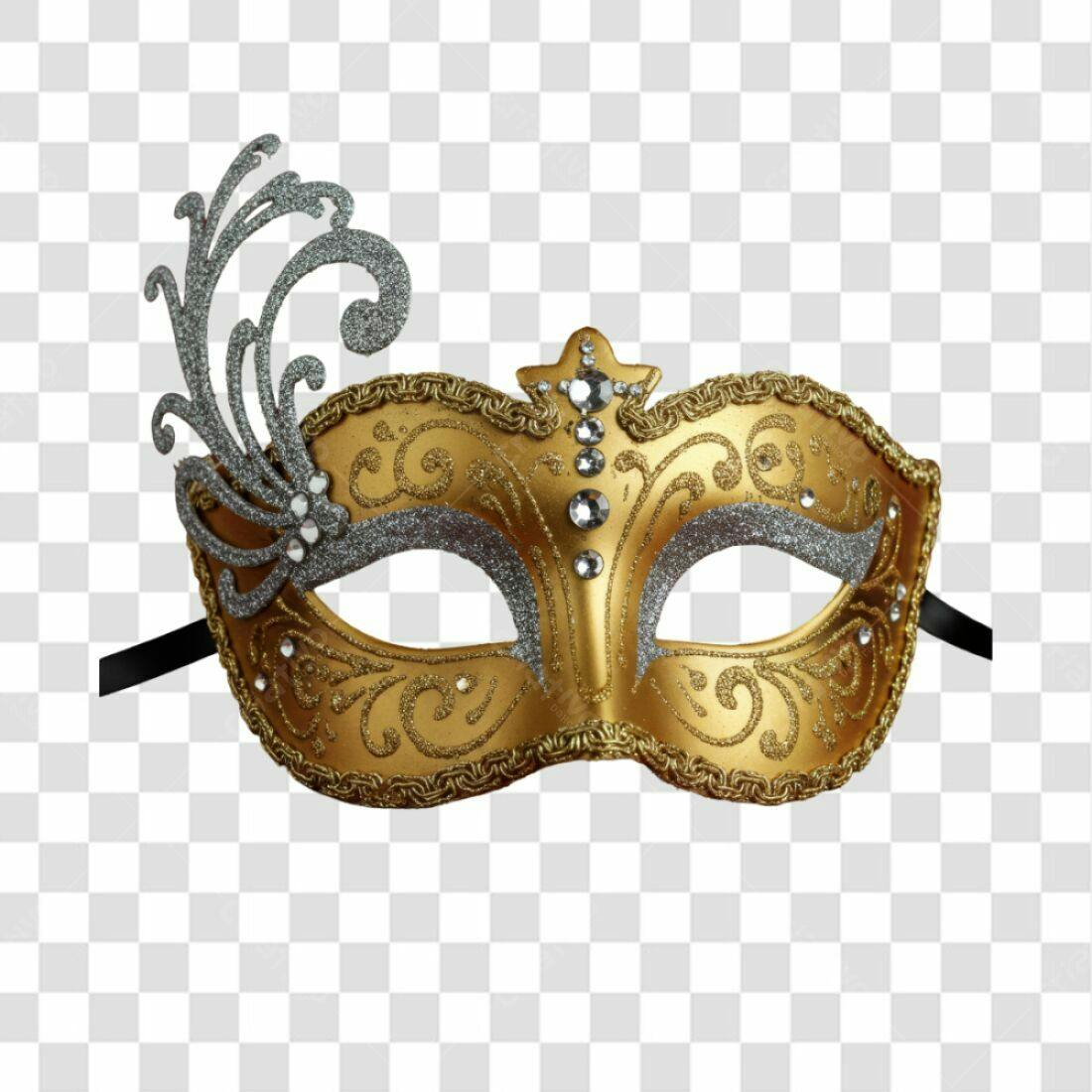 Máscara Carnaval Ouro PNG com fundo transparente