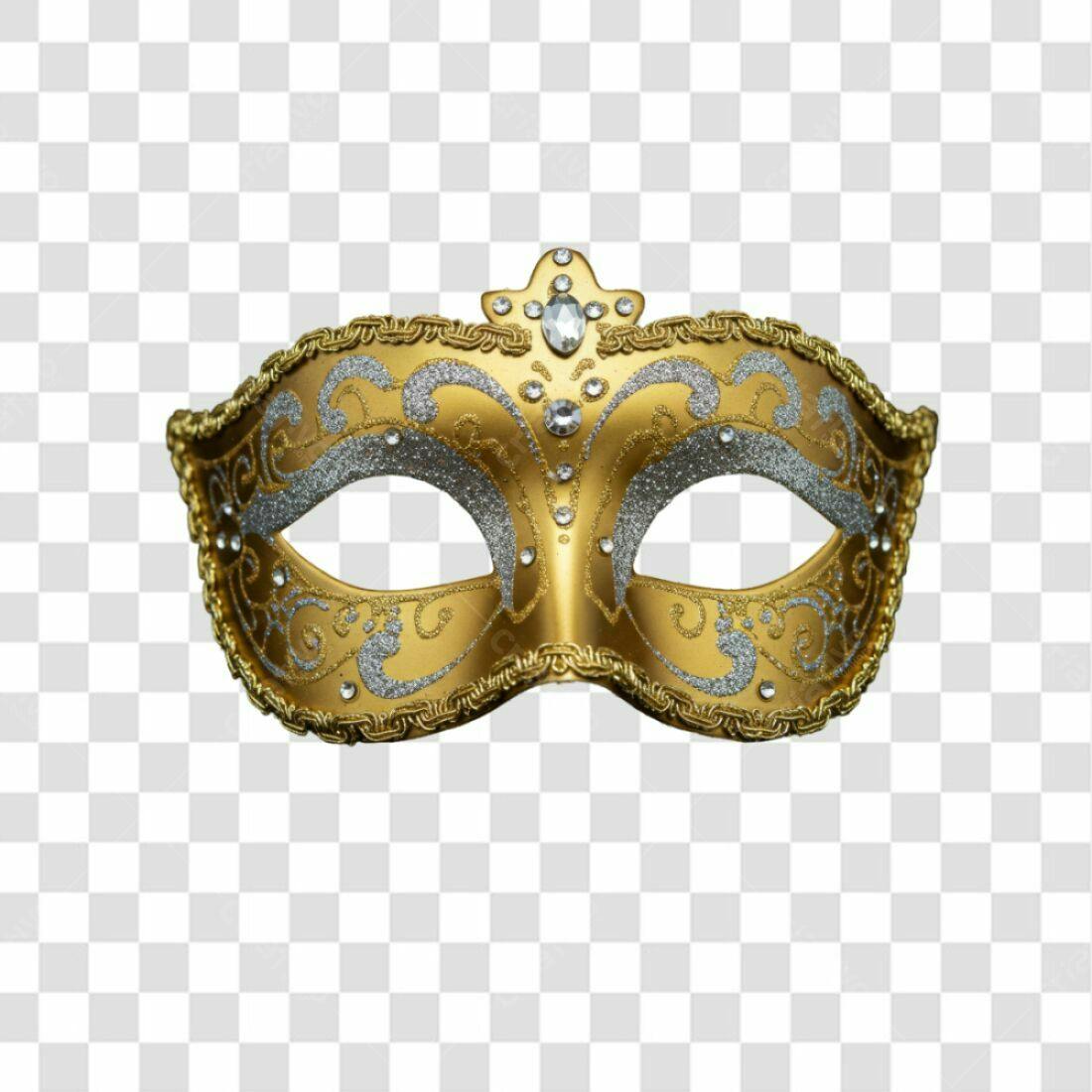 Máscara Carnaval Ouro PNG com fundo transparente