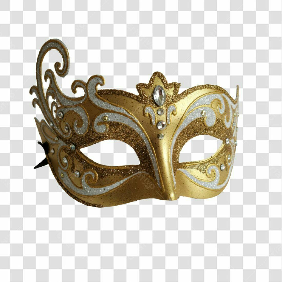 Máscara Carnaval Ouro PNG com fundo transparente