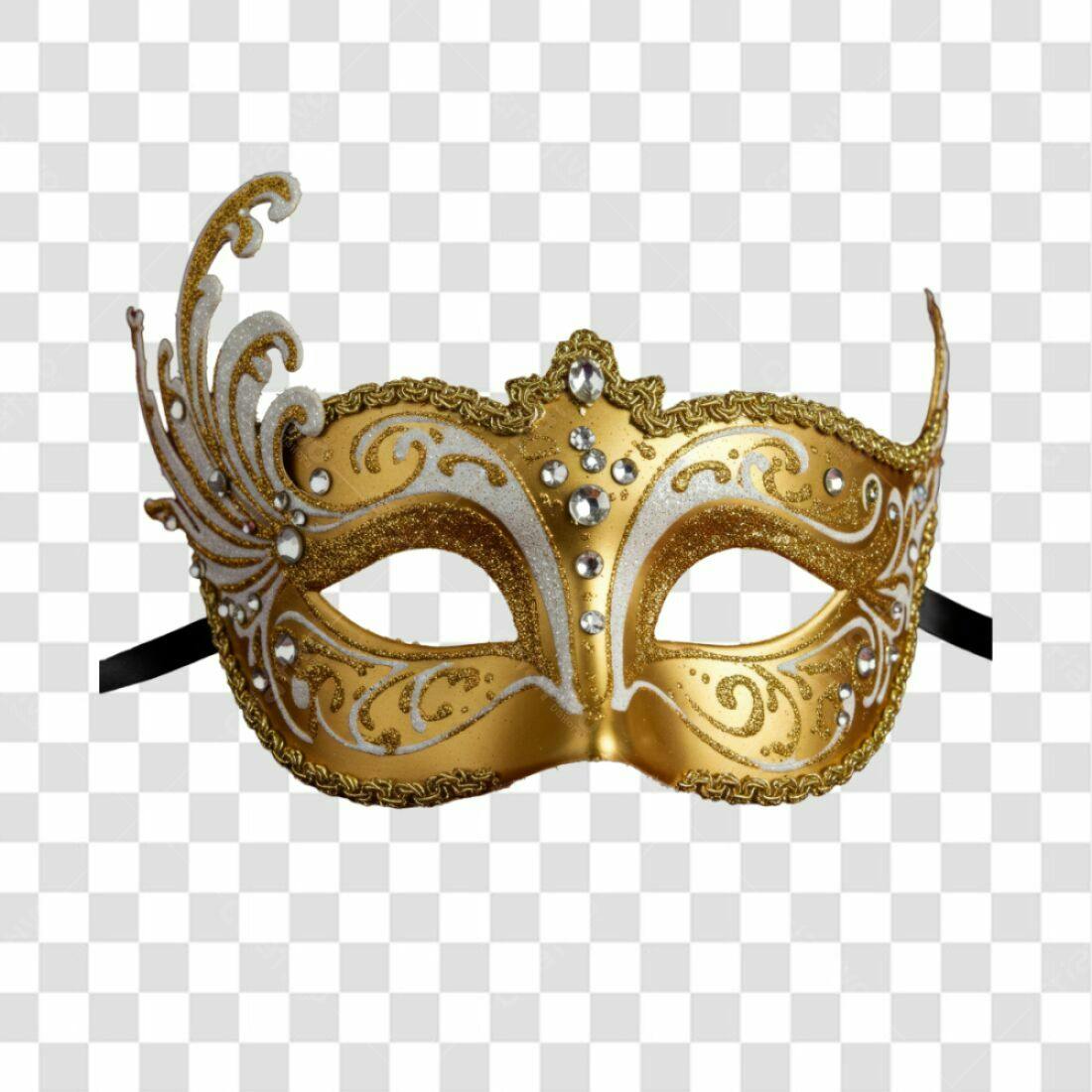 Máscara Carnaval Ouro PNG com fundo transparente