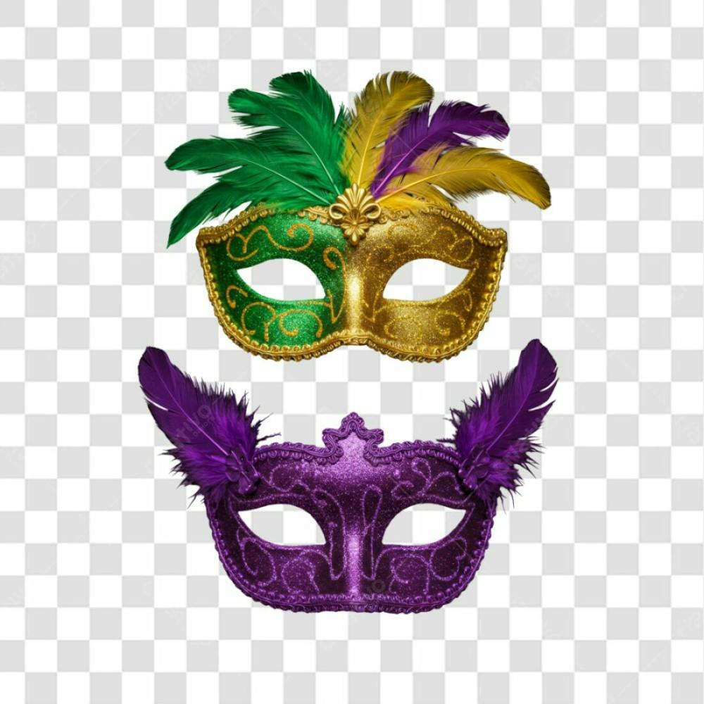 Máscara De Carnaval Colorida Sem Fundo Png Festiva Flyer Folia Frevo Elemento 3D