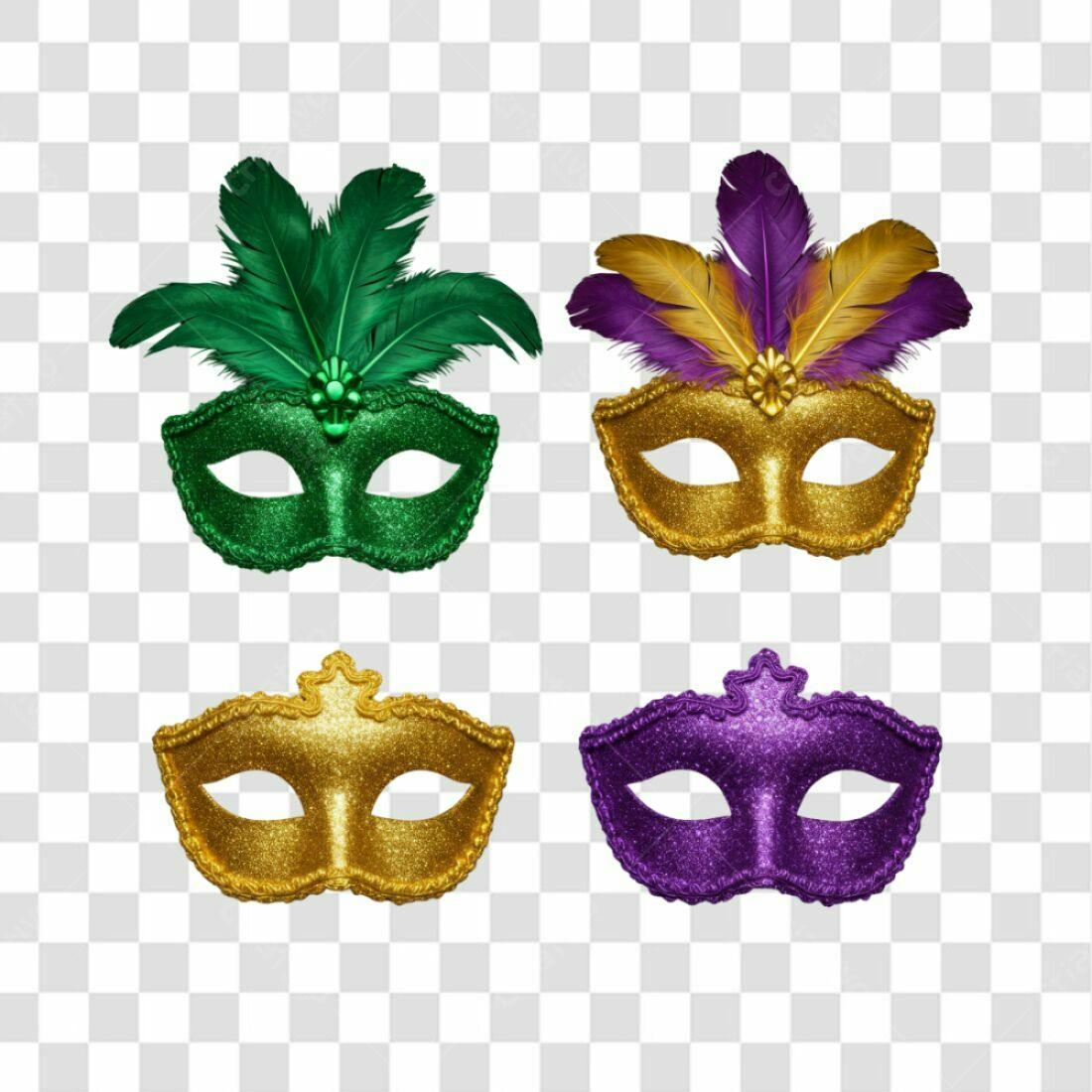 Kit Máscaras Carnaval PNG com fundo transparente