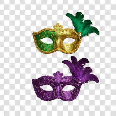 Máscara De Carnaval Colorida Sem Fundo Png Festiva Flyer Folia Frevo Elemento 3D