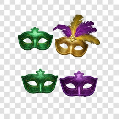 Máscara De Carnaval Colorida Sem Fundo Png Festiva Flyer Folia Frevo Elemento 3D
