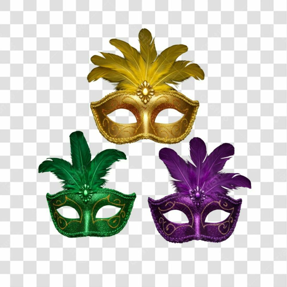 Máscara De Carnaval Colorida Sem Fundo Png Festiva Flyer Folia Frevo Elemento 3D