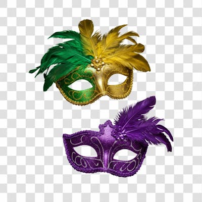 Máscara De Carnaval Colorida Sem Fundo Png Festiva Flyer Folia Frevo Elemento 3D