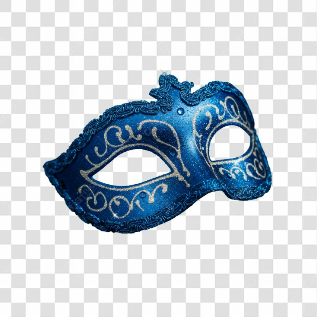 PNG Máscara Carnaval Azul Fundo Transparente