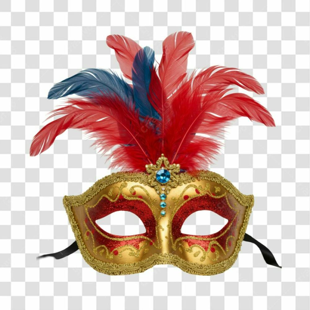 Máscara De Carnaval Colorida Sem Fundo Png Festiva Flyer Folia Frevo Elemento 3D