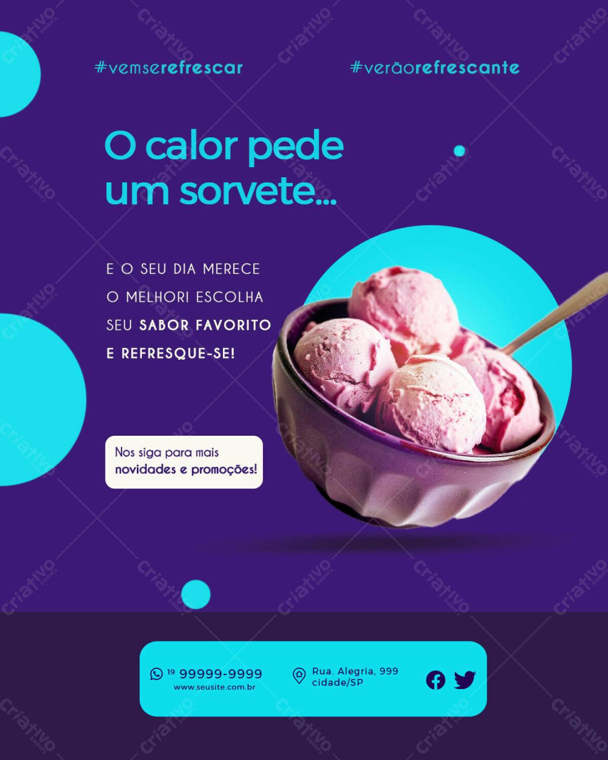Post para Sorveteria PSD Editável
