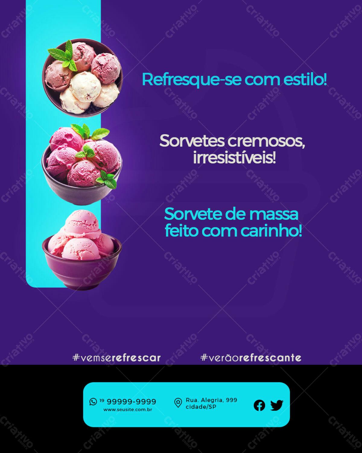 Post para Sorveteria PSD Editável