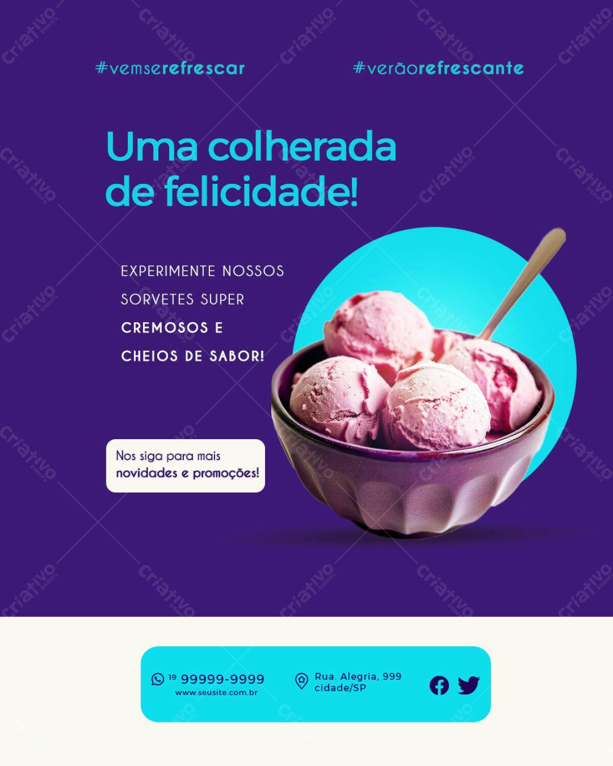 Post para Sorveteria PSD Editável