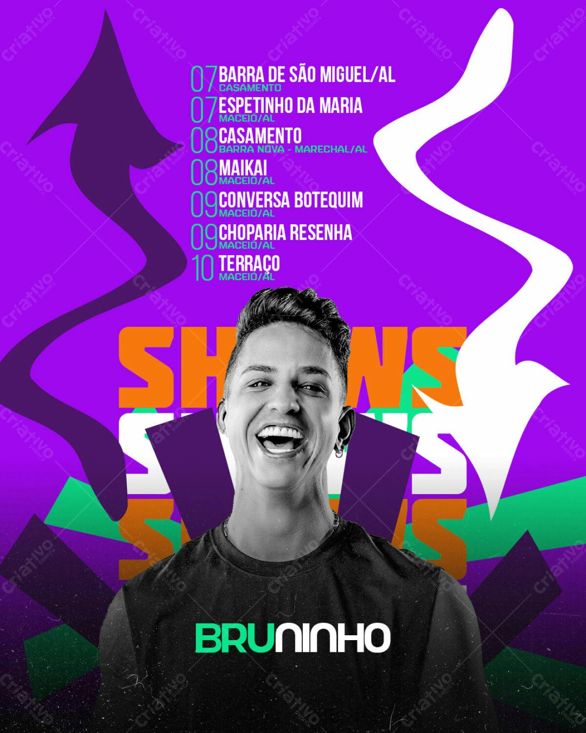 Flyer Show Bruninho Maceió PSD Editável
