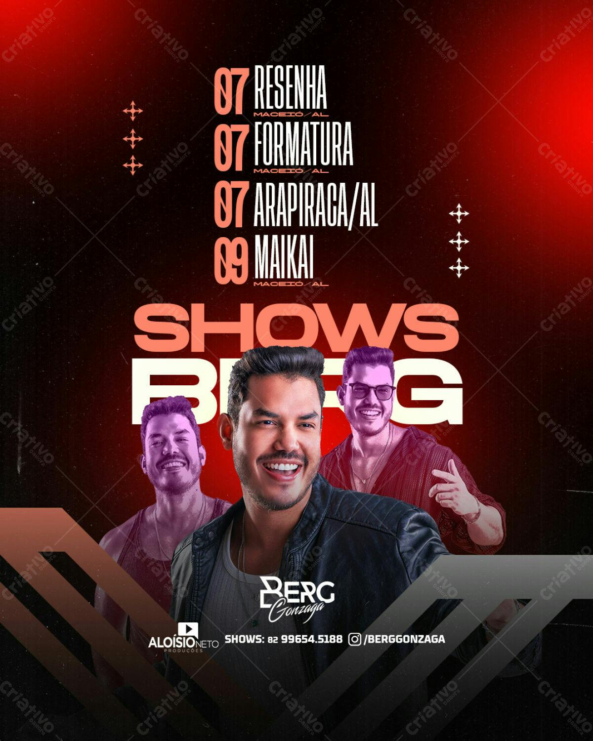 Flyer Shows Berg Gonzaga PSD Editável