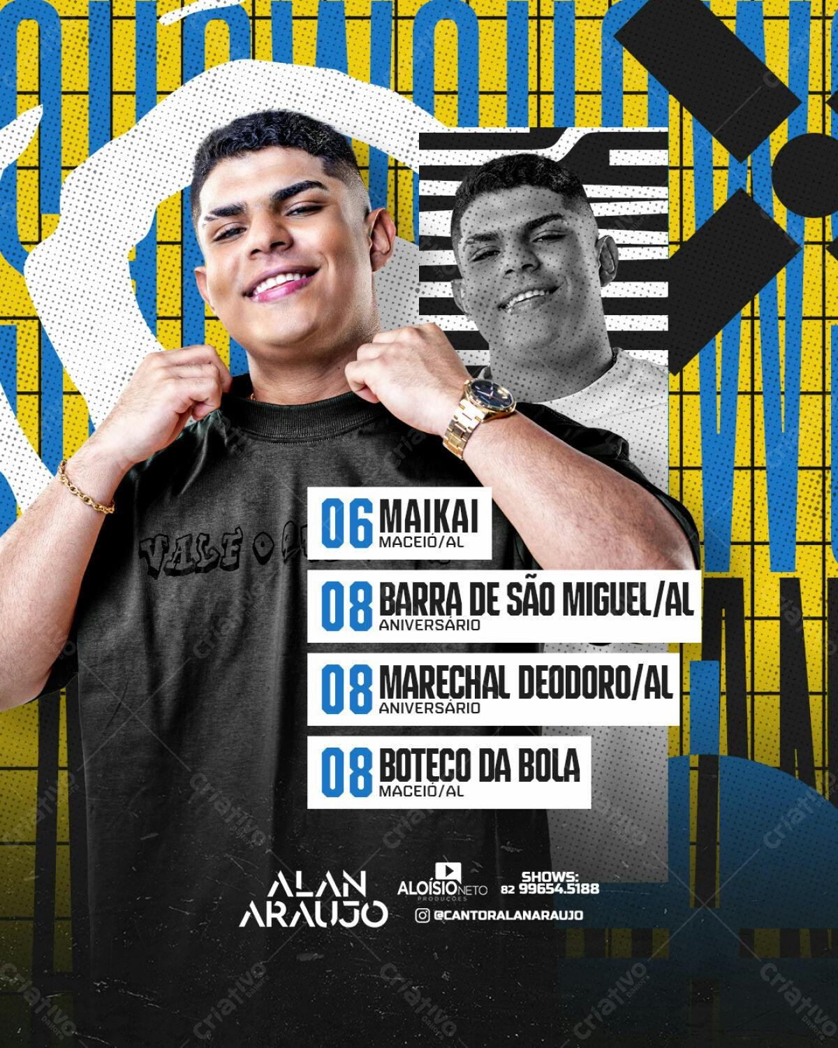 Flyer para Shows de Alan Araujo PSD Editável