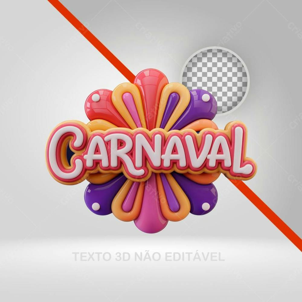 Selo 3D Carnaval, Texto 3D, Logotipo Para Bloco, Folia, Png